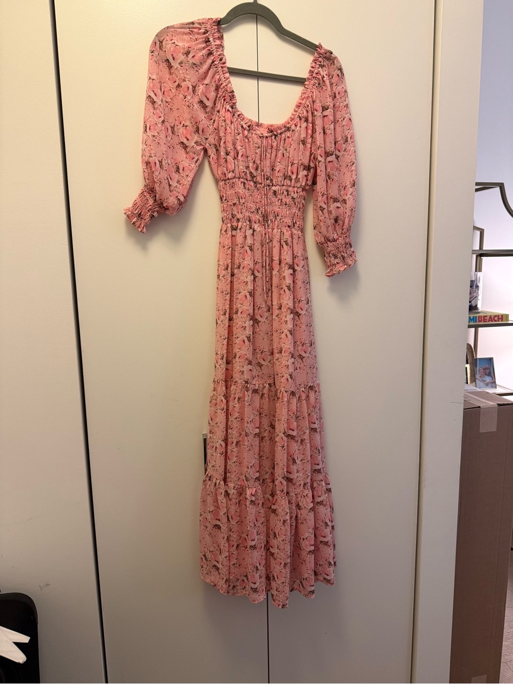 Astr Pink Floral Shirred Maxi Dress
